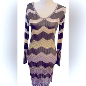 Missoni NEW V-neck Sheath - Iconic Knit Chevron Pattern * Long-Sleeve Multicolor